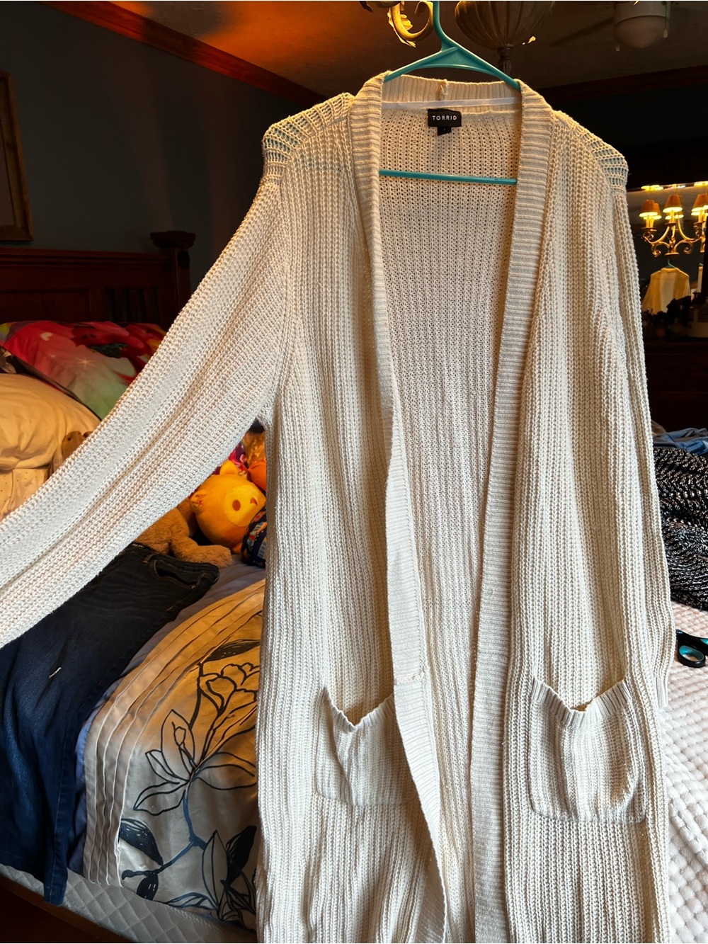 Torrid Ivory Open-Front Ribbed Knit Cardigan